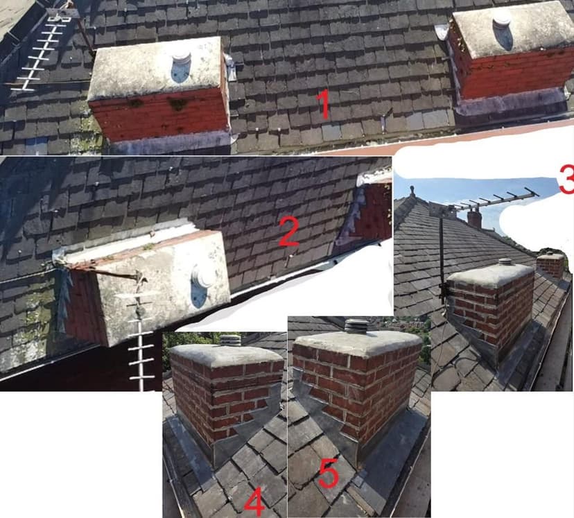 repair and repoint chimney stack with new leadwork and fascia vents