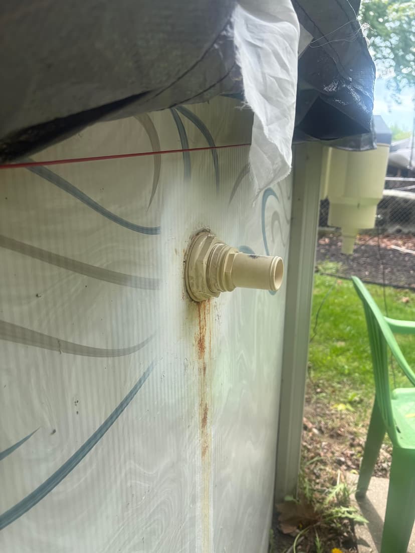 repair pool outflow and relocate skimmer