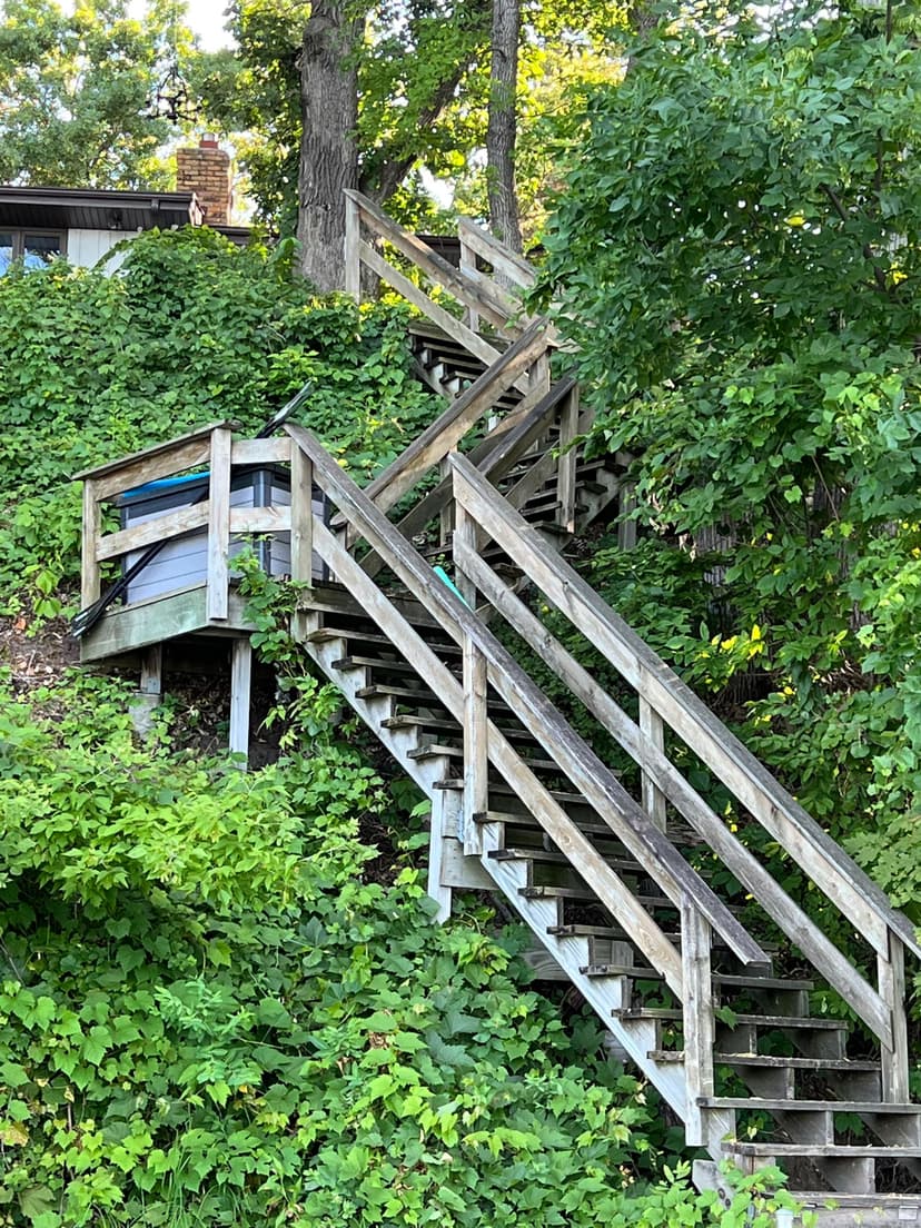 replace the stairs to the dock with new footings