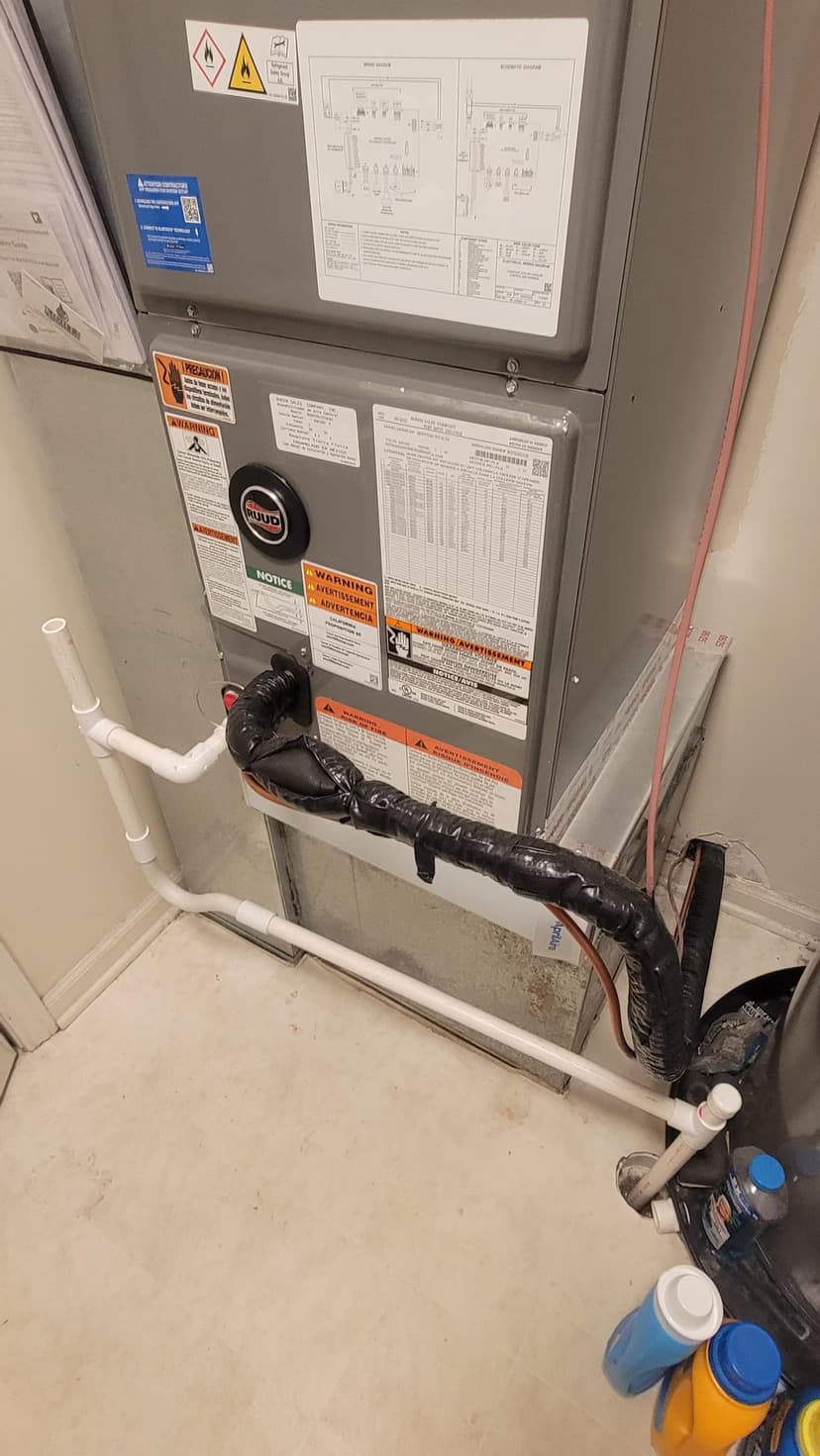 install a new furnace and associated utility room work