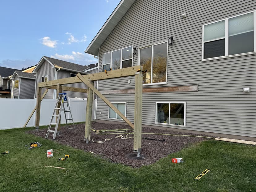 build a 22' x 12' deck with helical piles and steel railing
