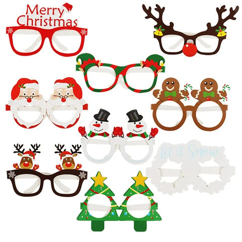 Merry Christmas Paper Glasses Santa Snowman Snowflake Tree Elk Glasses